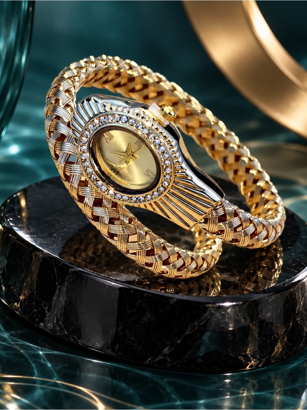 Gold-Tone Crystal Accent Bracelet Watch - Women Accessories